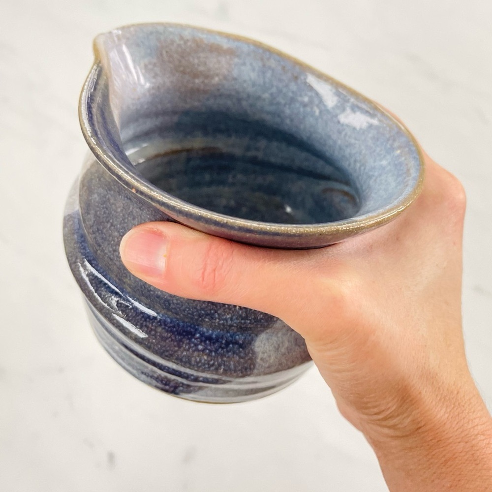 Blue/ Periwinkle Studio Pottery Pitcher Signed Ceramic Stoneware - Picture 6 of 7